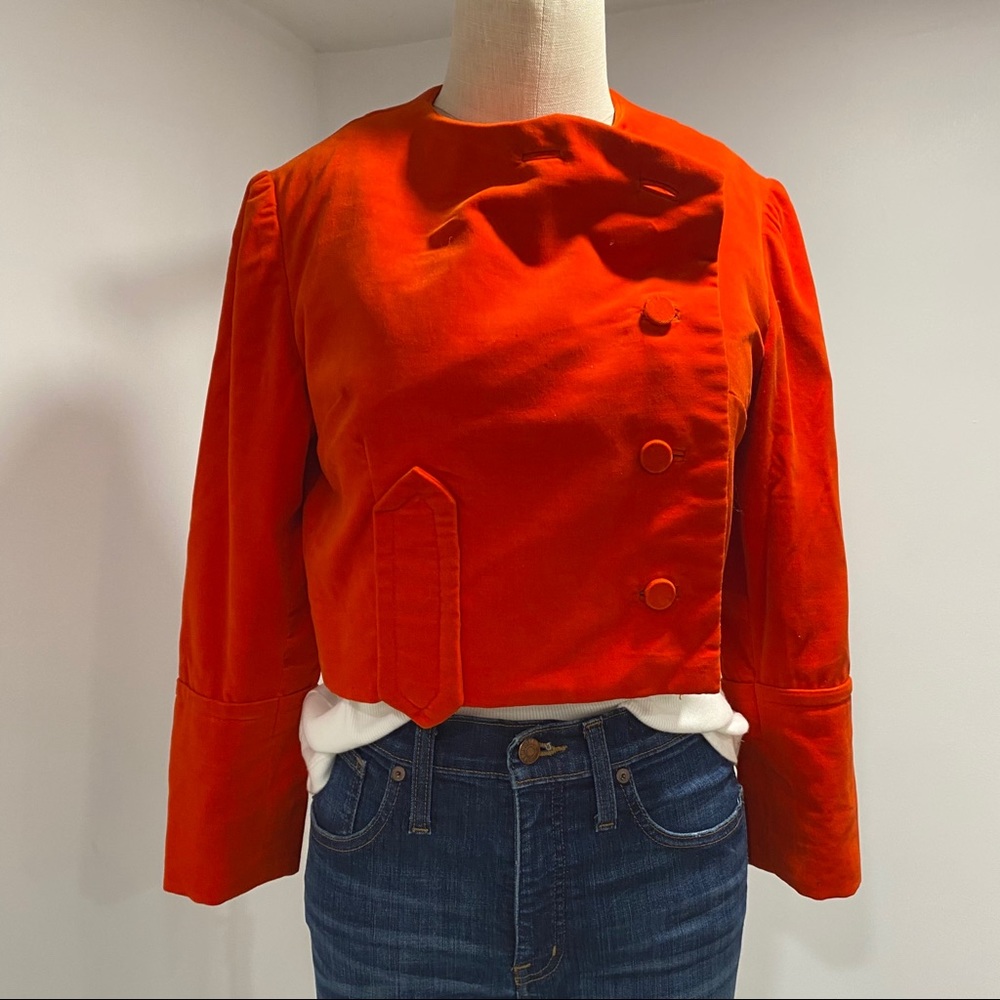 Vintage Velvet Red Cropped Blazer - Picture 3 of 6